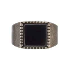 Bague Chevalière Acier Vieillit Haris Agate