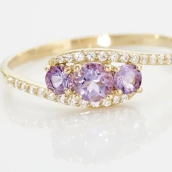Bague Chloe Or Jaune Amethyste Et Oxyde De Zirconium