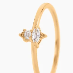 Bague éclat Perlé Plaqué Or Oxyde De Zirconium