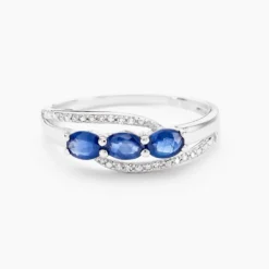 Bague Comete Or Blanc Saphir Et Diamant