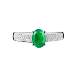 Bague Crista Or Blanc Emeraude Et Diamant