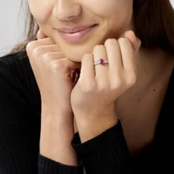 Bague Crista Or Blanc Rubis Et Diamant