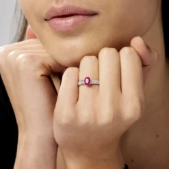 Bague Crista Or Blanc Rubis Et Diamant