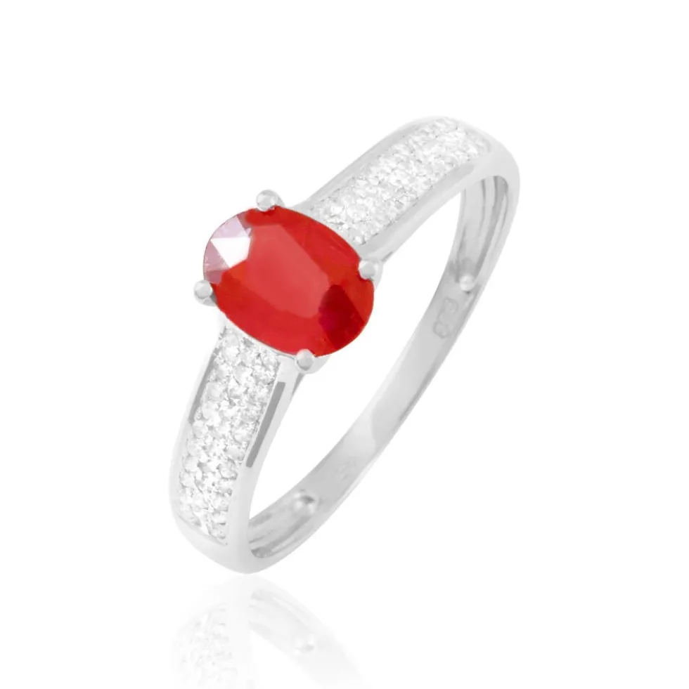 Bague Crista Or Blanc Rubis Et Diamant
