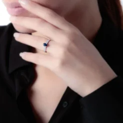 Bague Crista Or Blanc Saphir Et Diamant
