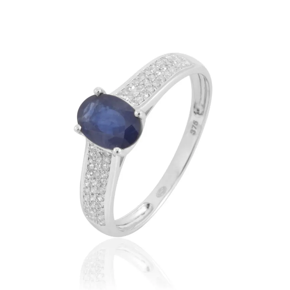 Bague Crista Or Blanc Saphir Et Diamant