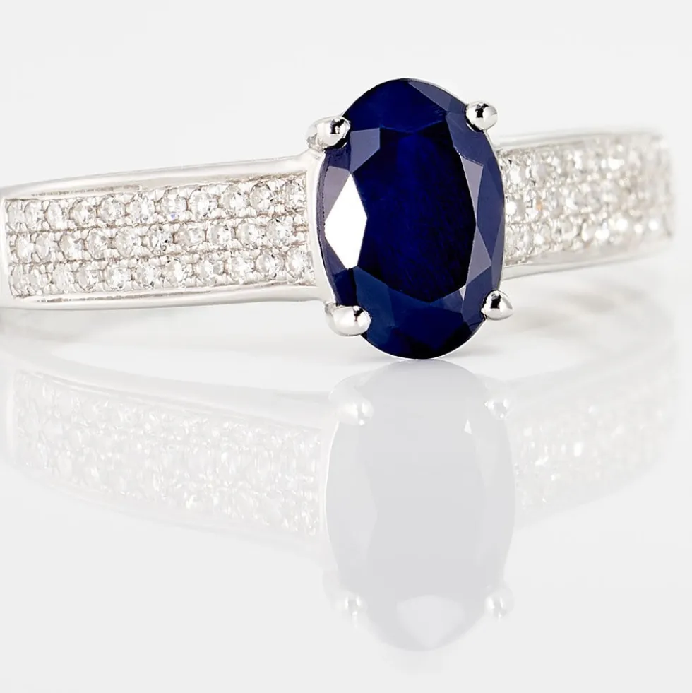 Bague Crista Or Blanc Saphir Et Diamant