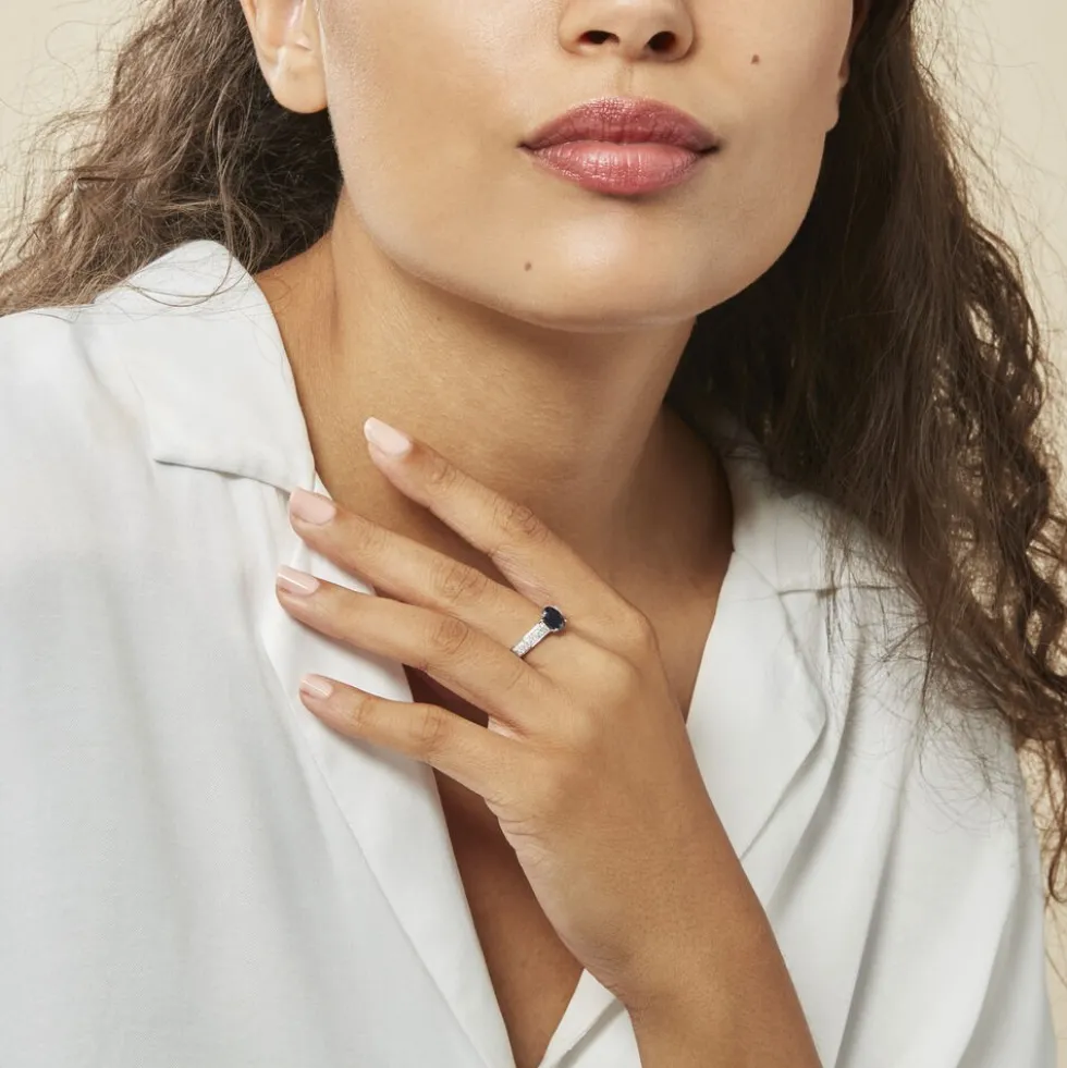Bague Crista Or Blanc Saphir Et Diamant
