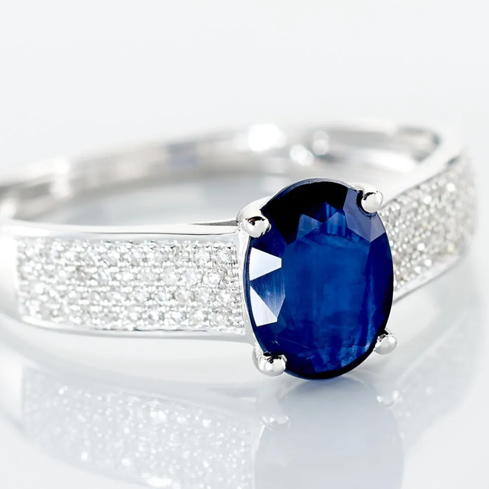 Bague Crista Or Blanc Saphir Et Diamant