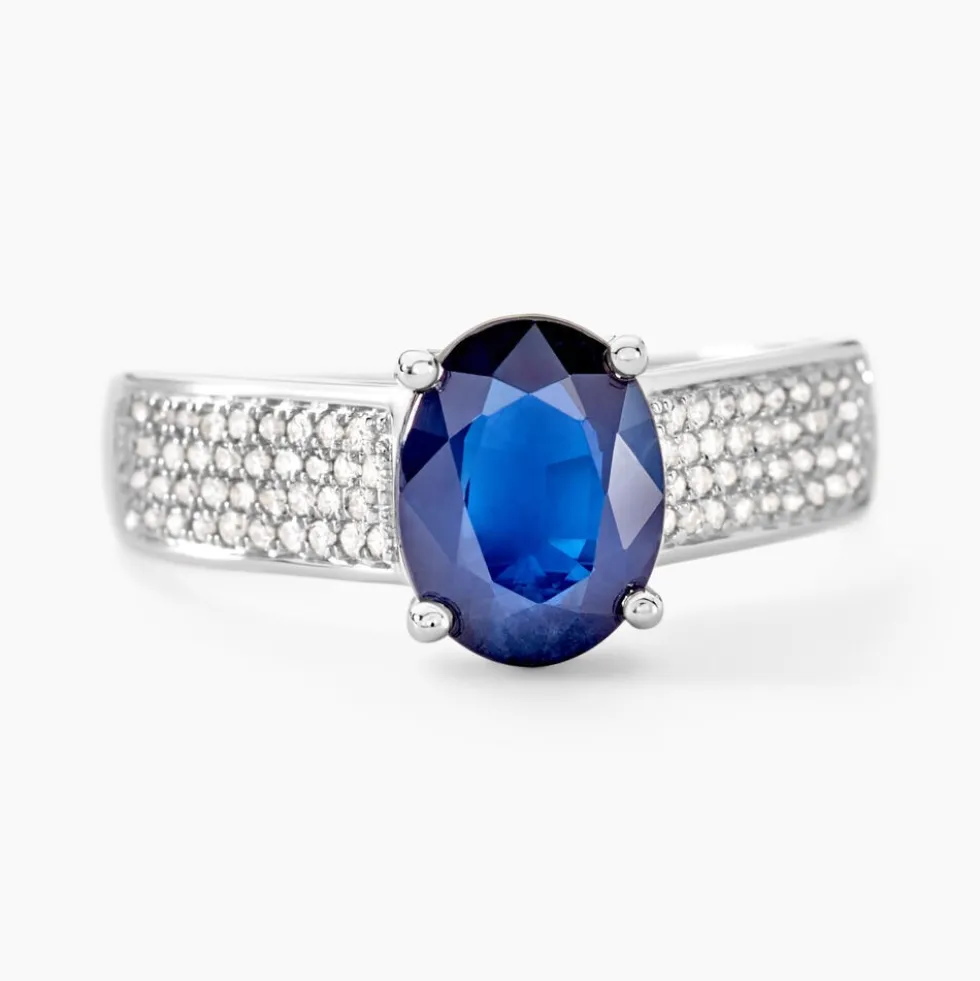 Bague Crista Or Blanc Saphir Et Diamant