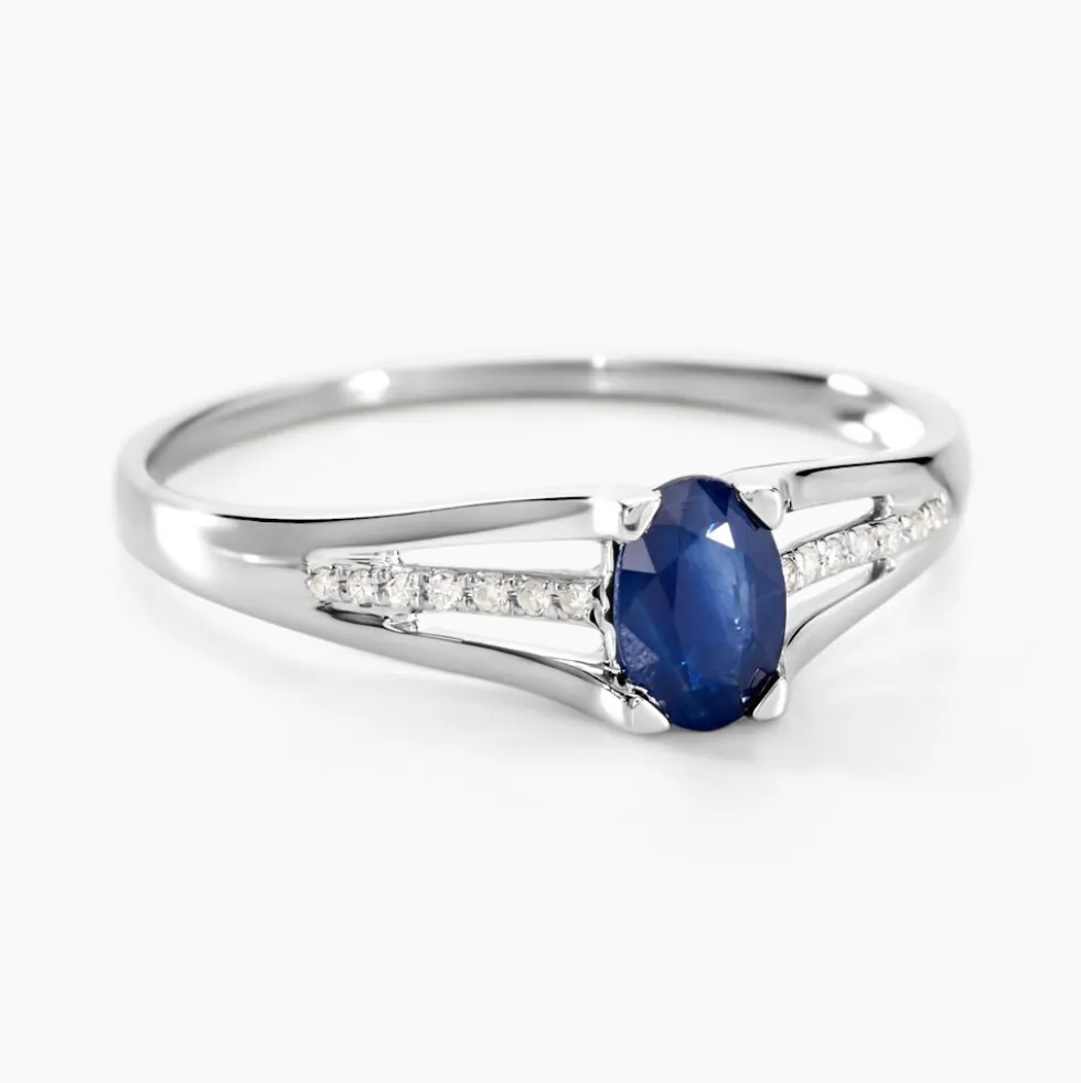 Bague Denise Or Blanc Saphir Et Diamant