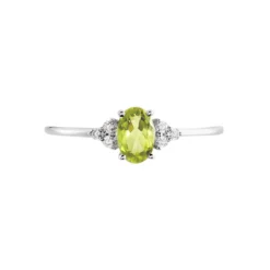 Bague Diapre Or Blanc Péridot Oxyde De Zirconium