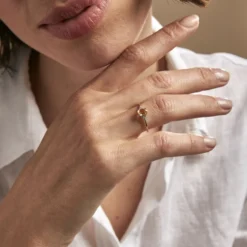 Bague Diapre Or Jaune Citrine Oxyde De Zirconium