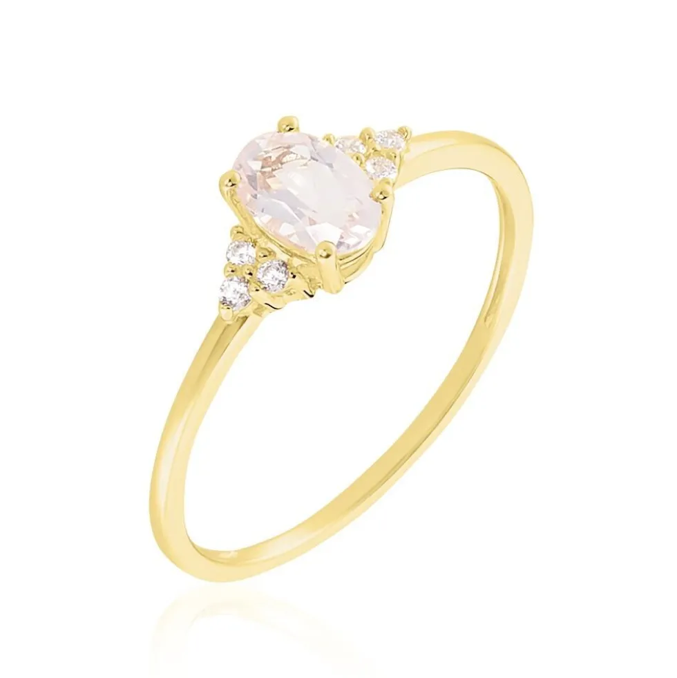 Bague Diapre Or Jaune Quartz Oxyde De Zirconium