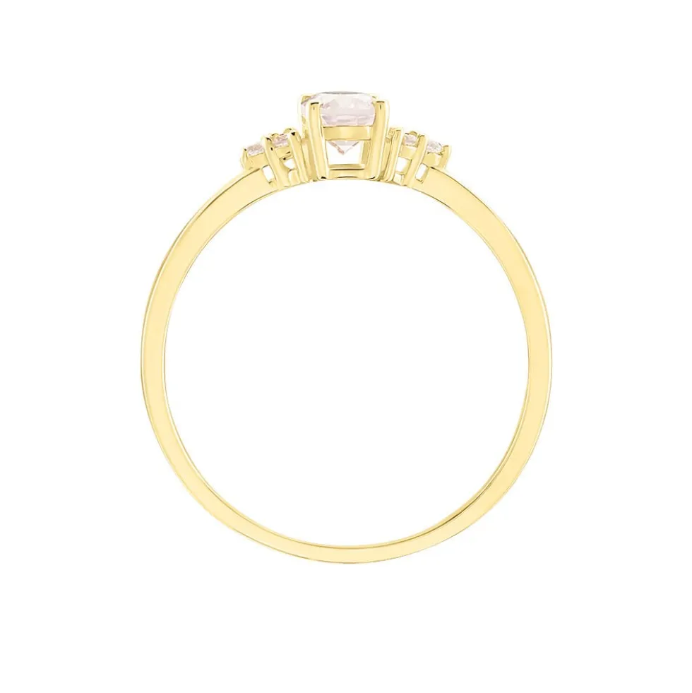 Bague Diapre Or Jaune Quartz Oxyde De Zirconium