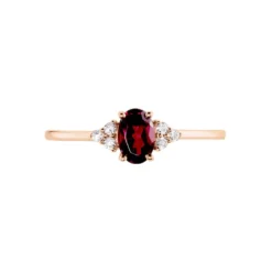 Bague Diapre Or Rose Rhodolite Oxyde De Zirconium
