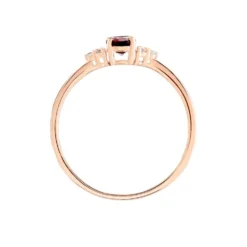 Bague Diapre Or Rose Rhodolite Oxyde De Zirconium