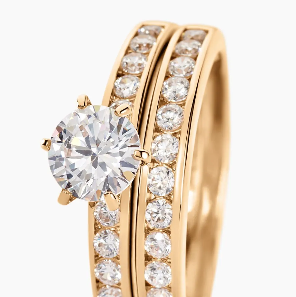 Bague Double Jeu Plaqué Or Jaune Oxyde De Zirconium