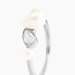 Bague Dua Argent Blanc Perle De Culture Oxyde De Zirconium