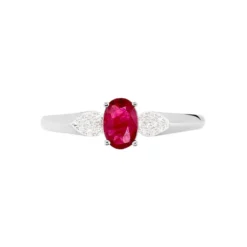 Bague Edgina Or Blanc Rubis Et Diamant