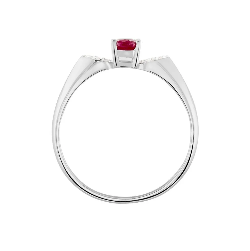 Bague Edgina Or Blanc Rubis Et Diamant