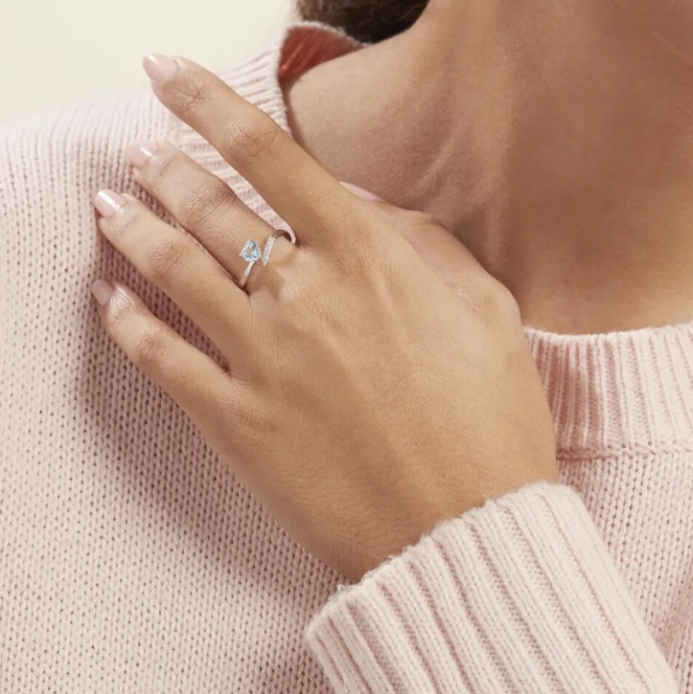 Bague Eva Or Blanc Topaze Et Oxyde De Zirconium