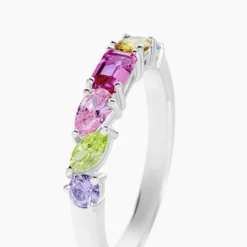Bague Evasion Argent Blanc Oxyde De Zirconium Pierre De Synthese