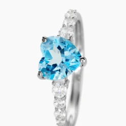 Bague Fany Or Blanc Topaze Et Oxyde De Zirconium