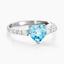 Bague Fany Or Blanc Topaze Et Oxyde De Zirconium