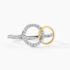Bague Fei Or Jaune Argent Blanc Oxyde De Zirconium