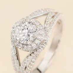 Bague Ferne Argent Blanc Oxyde De Zirconium
