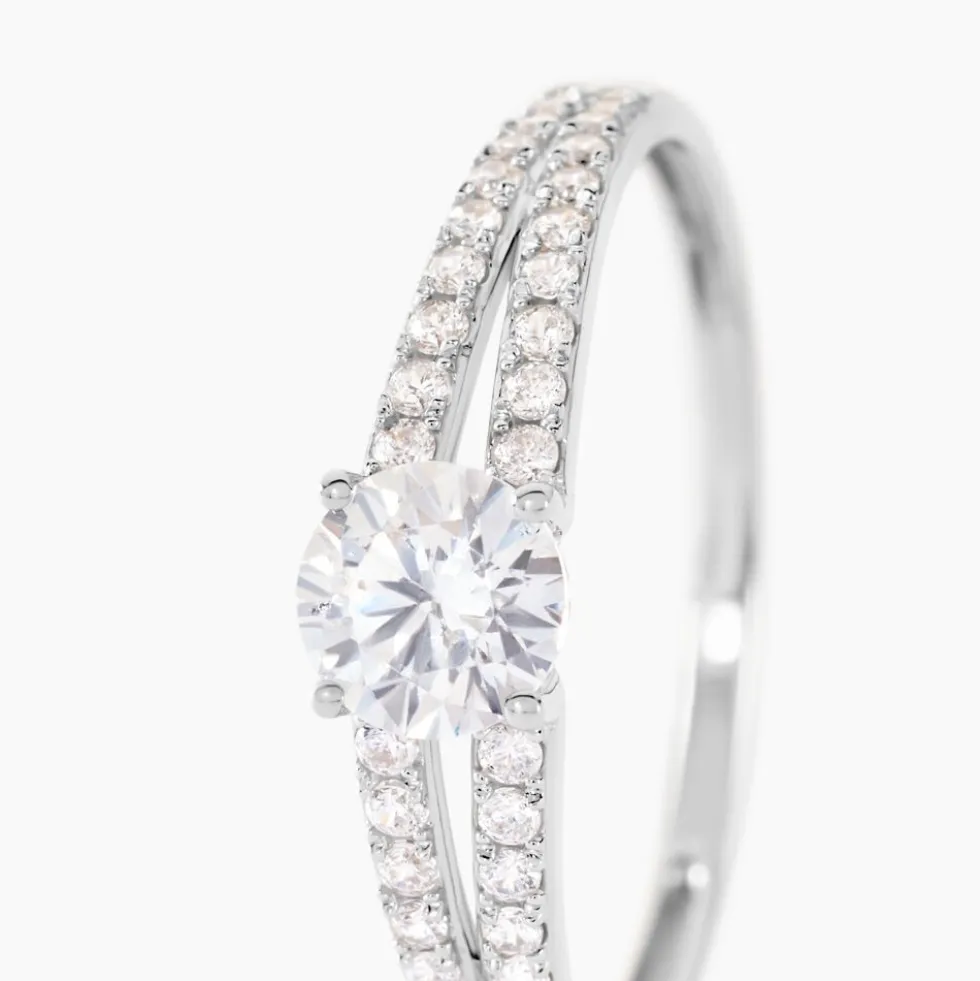 Bague Fina Or Blanc Oxyde De Zirconium