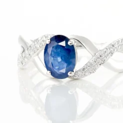 Bague Jess Or Blanc Saphir Et Diamant