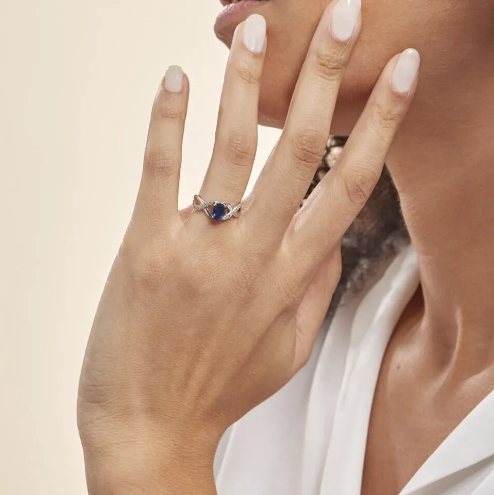 Bague Jess Or Blanc Saphir Et Diamant