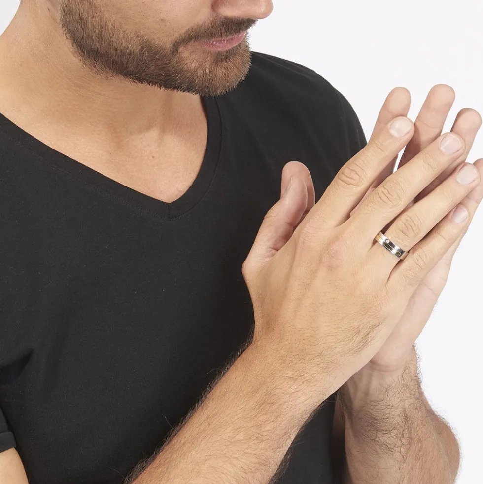 Bague Jourdan Ahou Acier Blanc Diamant