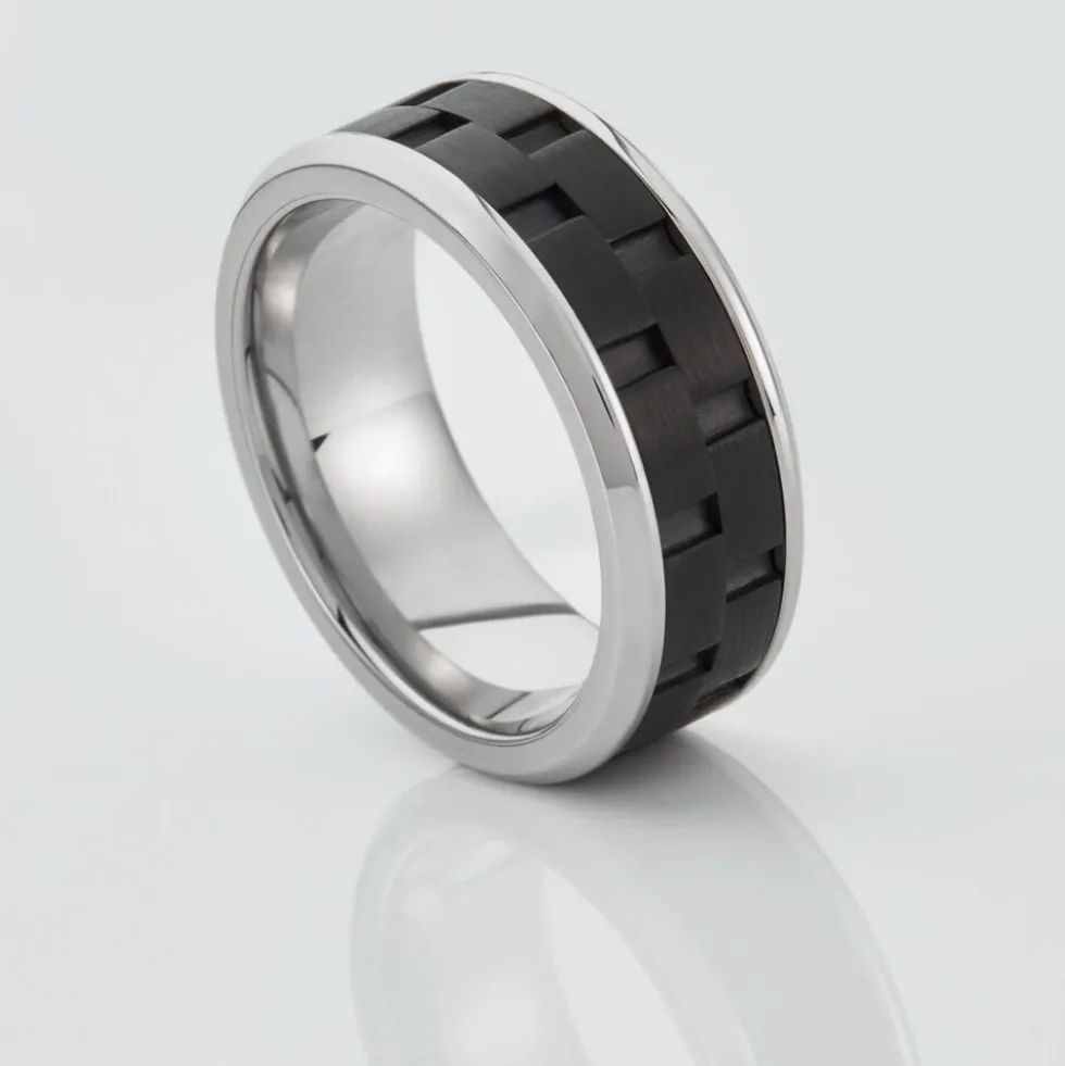 Bague Jourdan Oahu Acier Blanc Et Noir