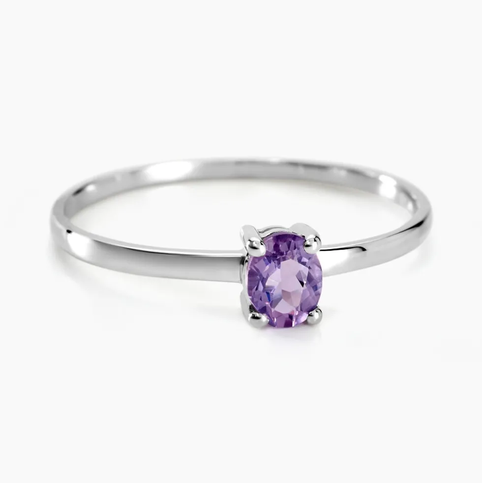 Bague Lily Or Blanc Amethyste