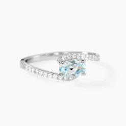 Bague Loriane Or Blanc Topaze Et Oxyde De Zirconium