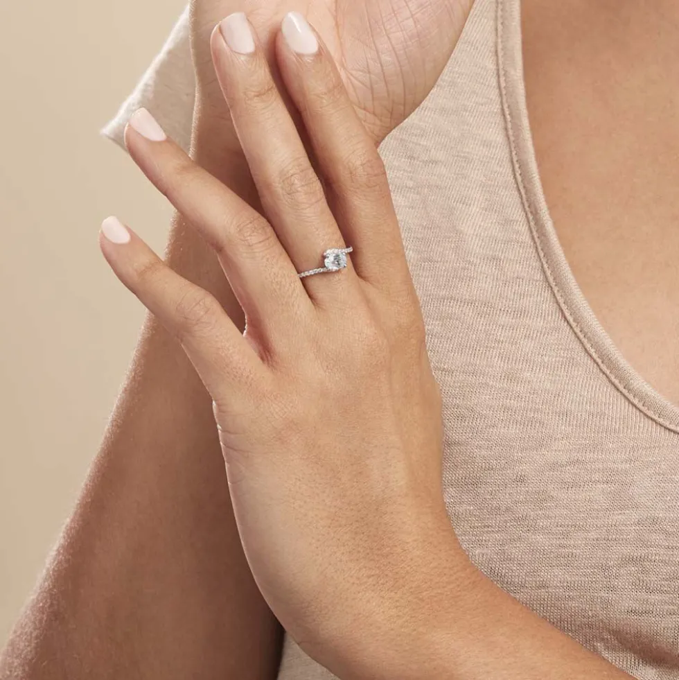 Bague Loriane Or Blanc Topaze Et Oxyde De Zirconium