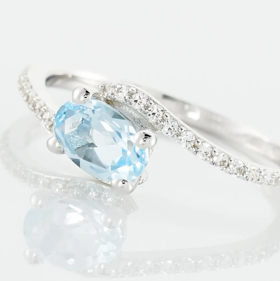 Bague Loriane Or Blanc Topaze Et Oxyde De Zirconium