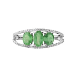 Bague Madeline Or Blanc Emeraude Diamant