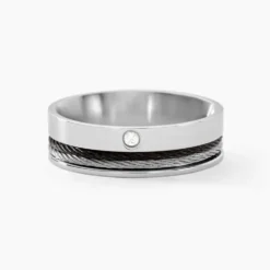 Bague Madine Acier Blanc Diamant