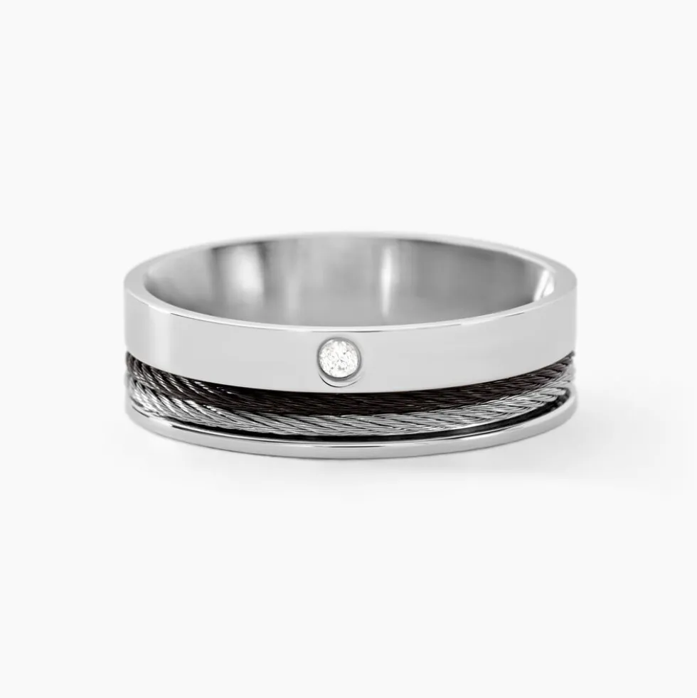 Bague Madine Acier Blanc Diamant
