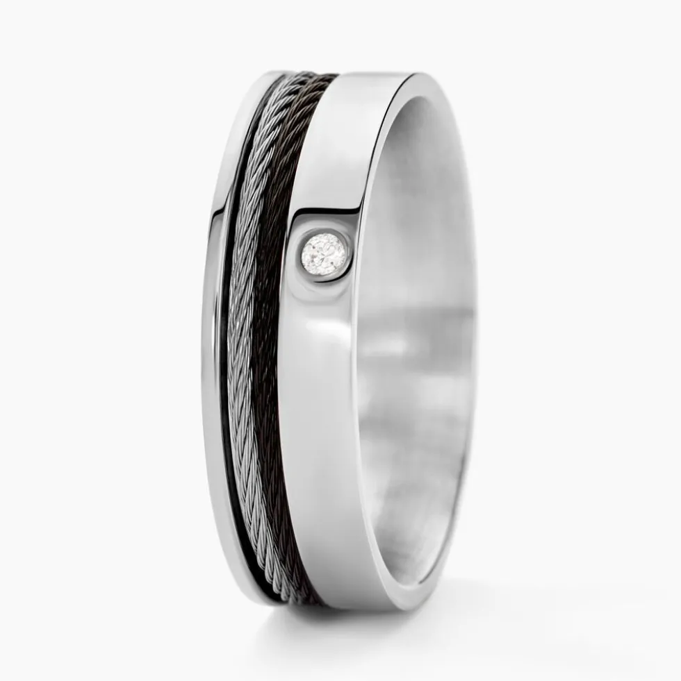 Bague Madine Acier Blanc Diamant