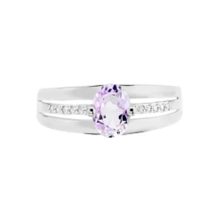 Bague Milna Or Blanc Amethyste Et Oxyde De Zirconium