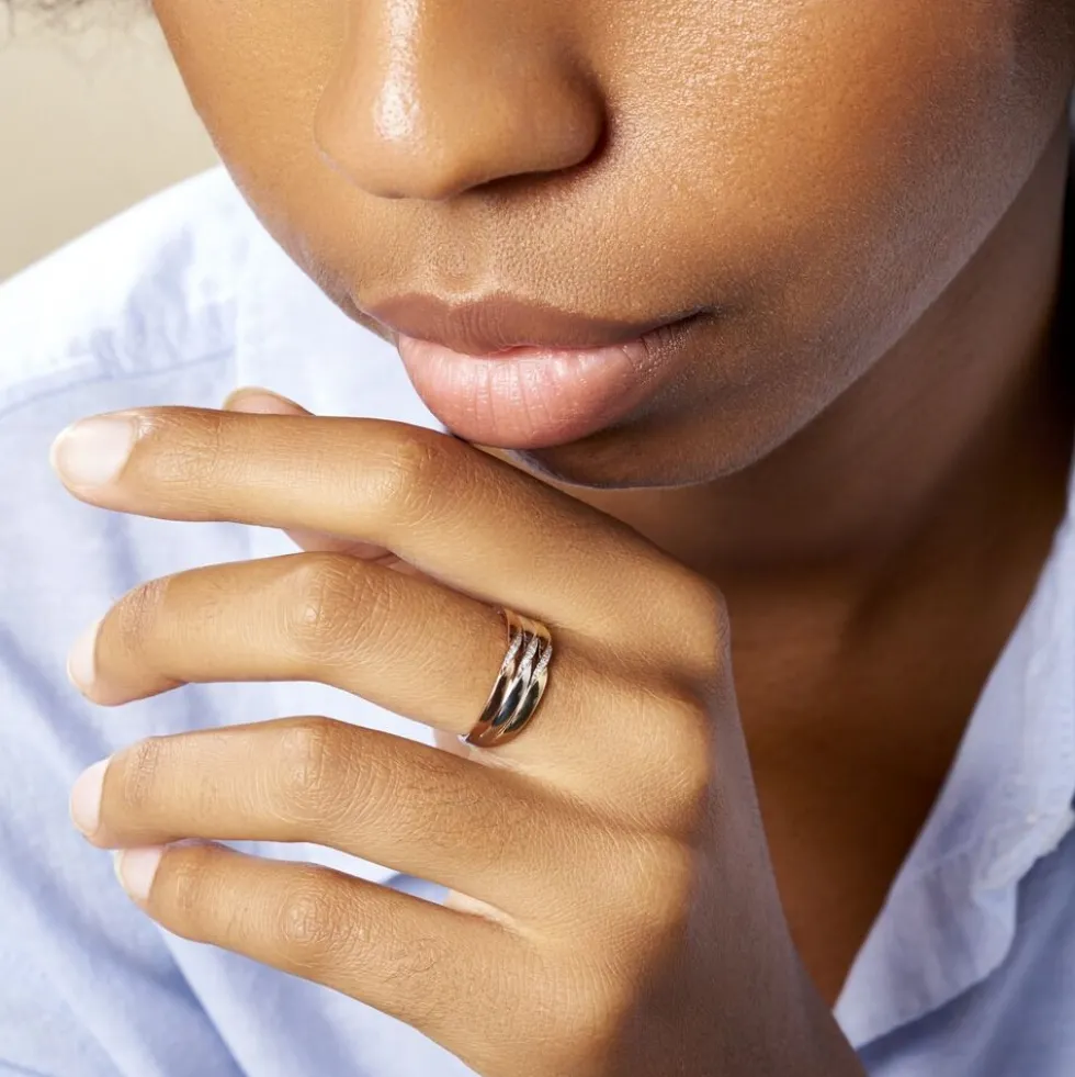 Bague Nesibe Or Tricolore Diamant