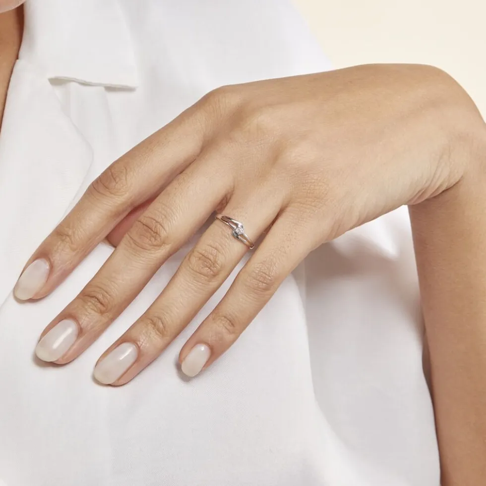Bague Nesryne Or Blanc Oxyde De Zirconium