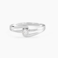 Bague Nesryne Or Blanc Oxyde De Zirconium