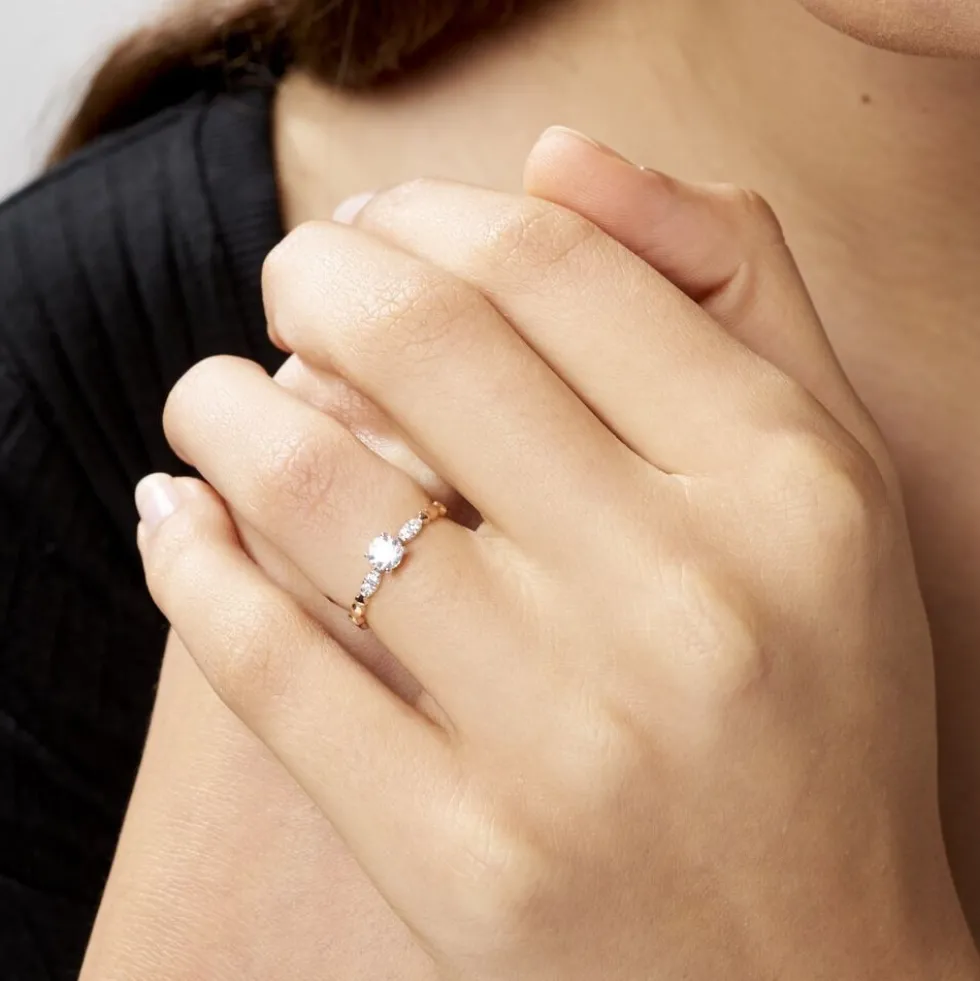 Bague Norhen Or Rose Oxyde De Zirconium