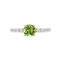 Bague Or Blanc Monroe Péridot Oxydes De Zirconium